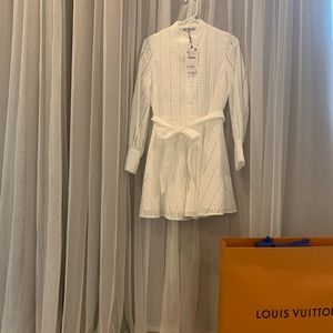 Zara Brand New Embroidered white long sleeve dress